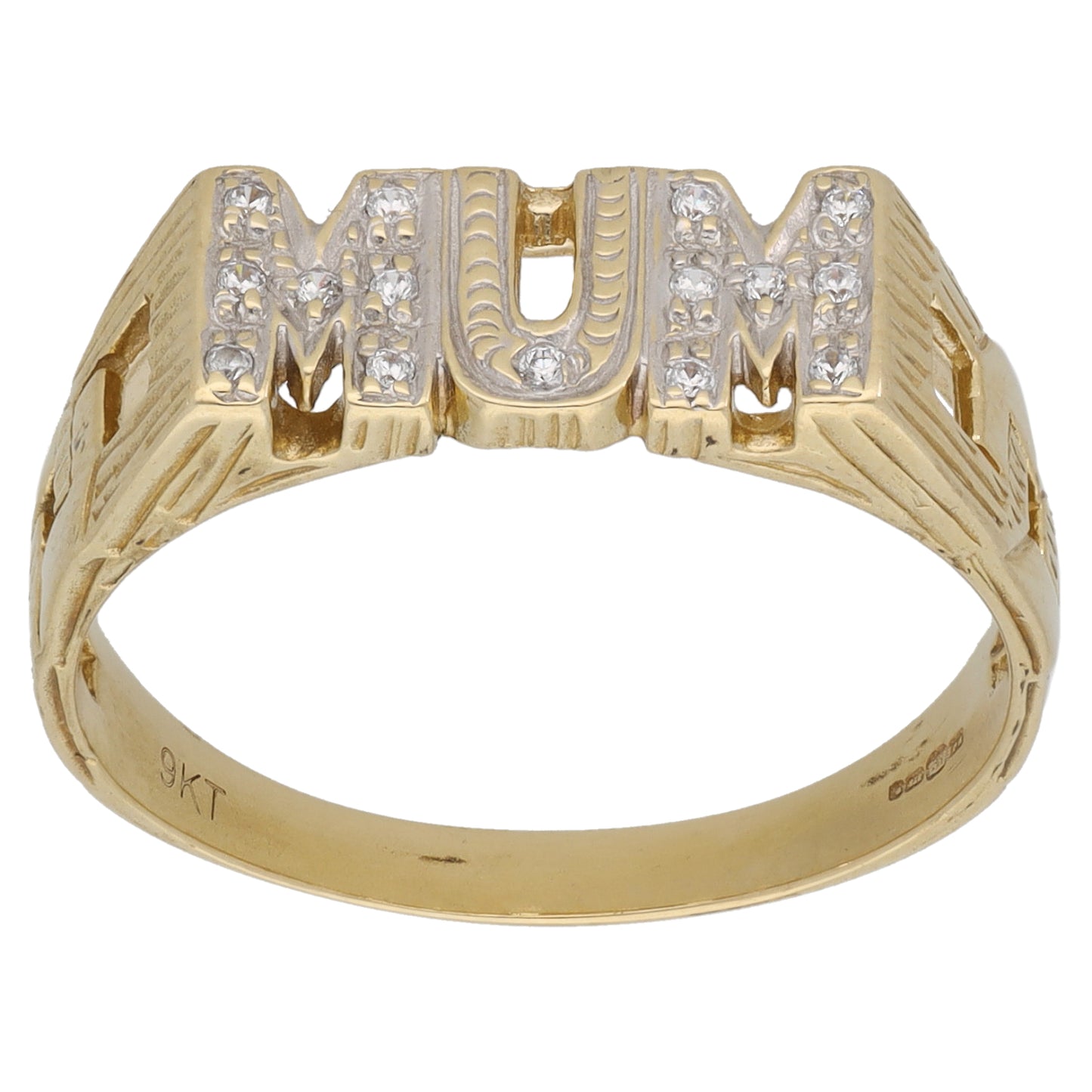 9ct Gold Cubic Zirconia Mum/Mother Ring Size T