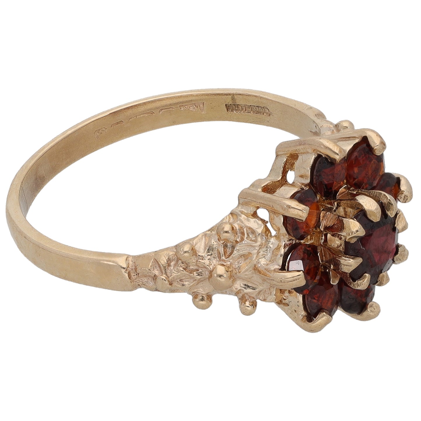 9ct Gold Garnet Cluster Ring Size M