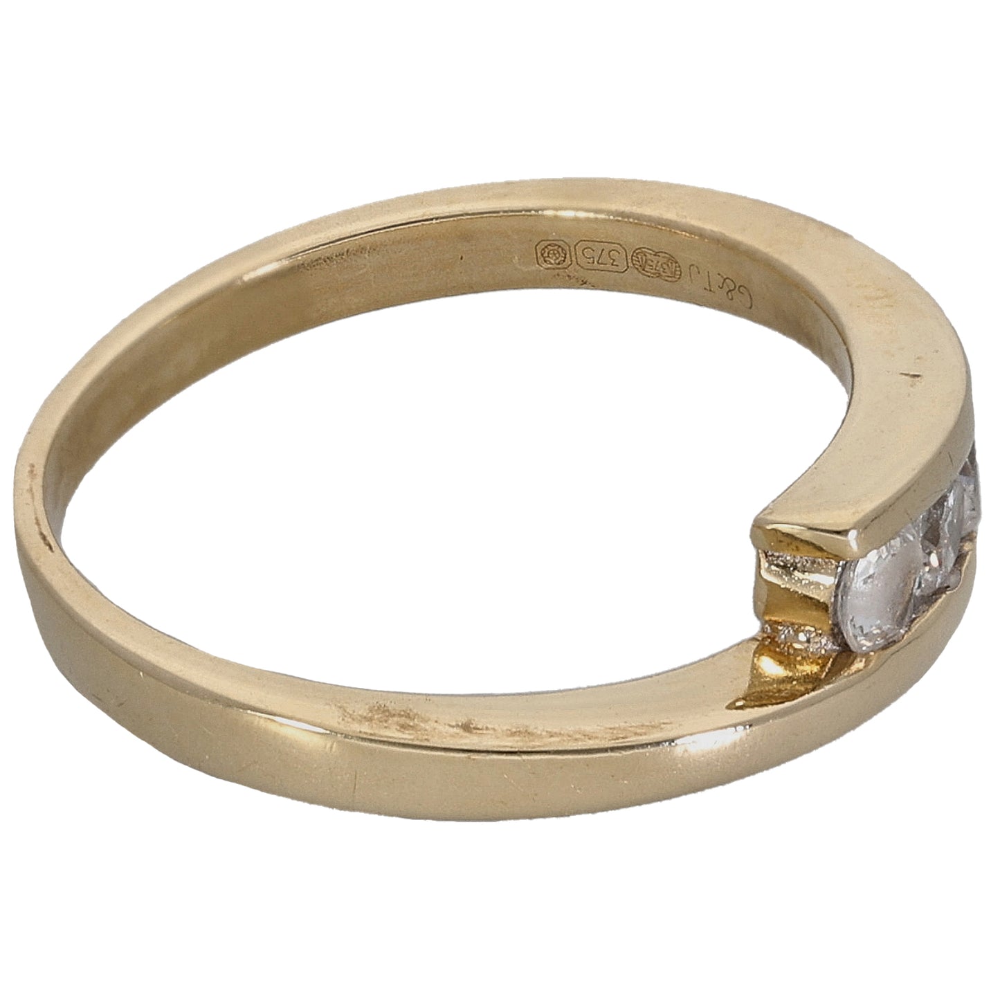 9ct Gold Cubic Zirconia Trilogy Ring Size M