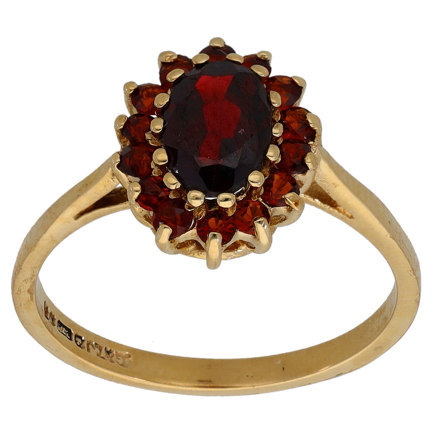 9ct Gold Garnet Cluster Ring Size M