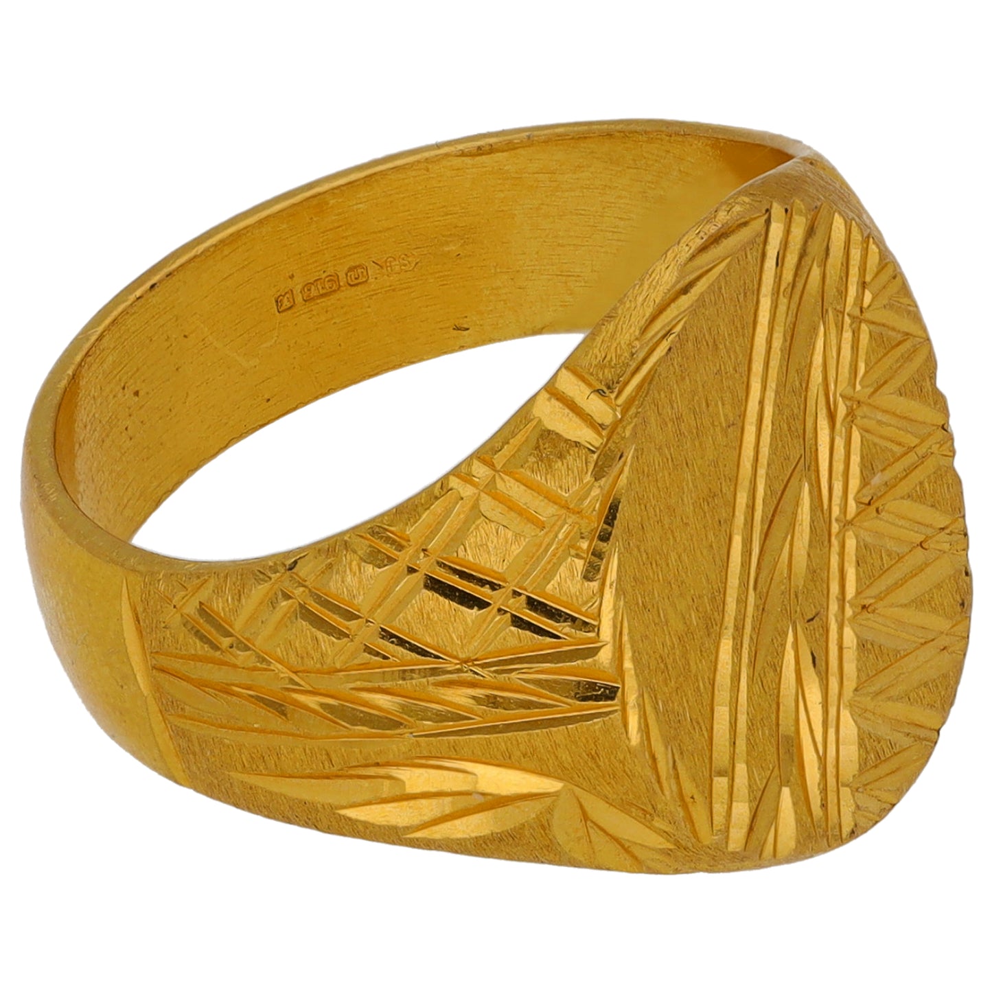 22ct Gold Patterned Signet Ring Size P