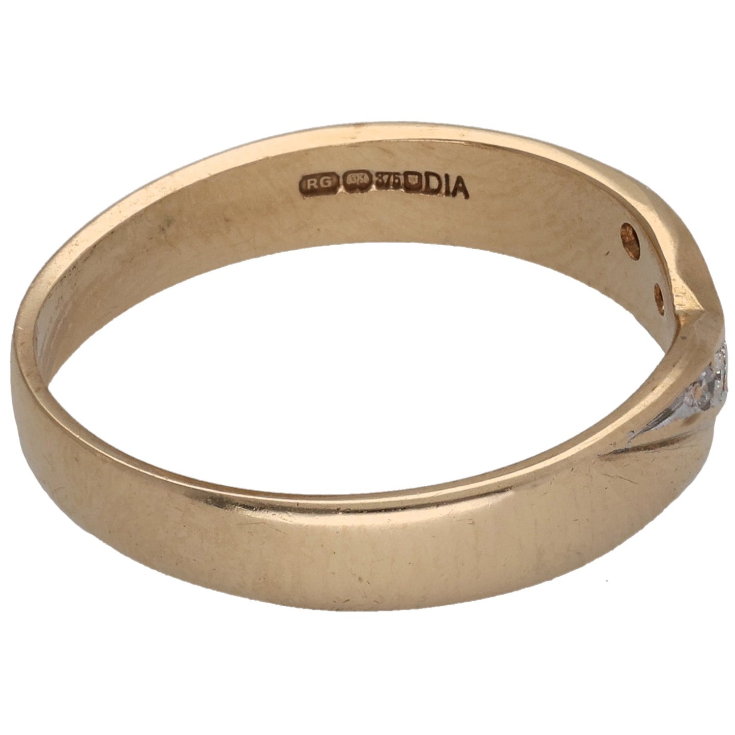 9ct Gold 0.05ct Diamond Wishbone Ring Size N