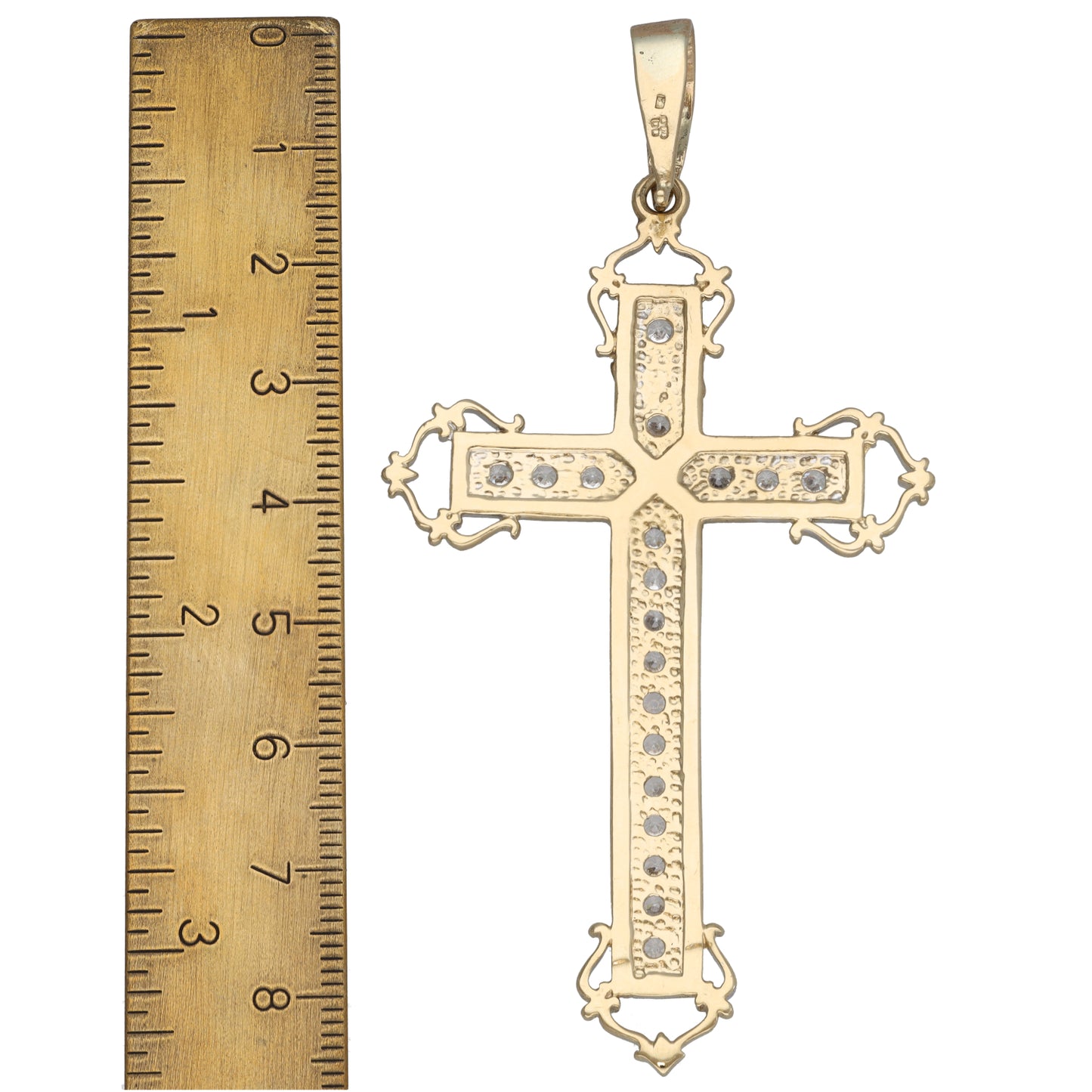 9ct Gold Cubic Zirconia Cross Pendant