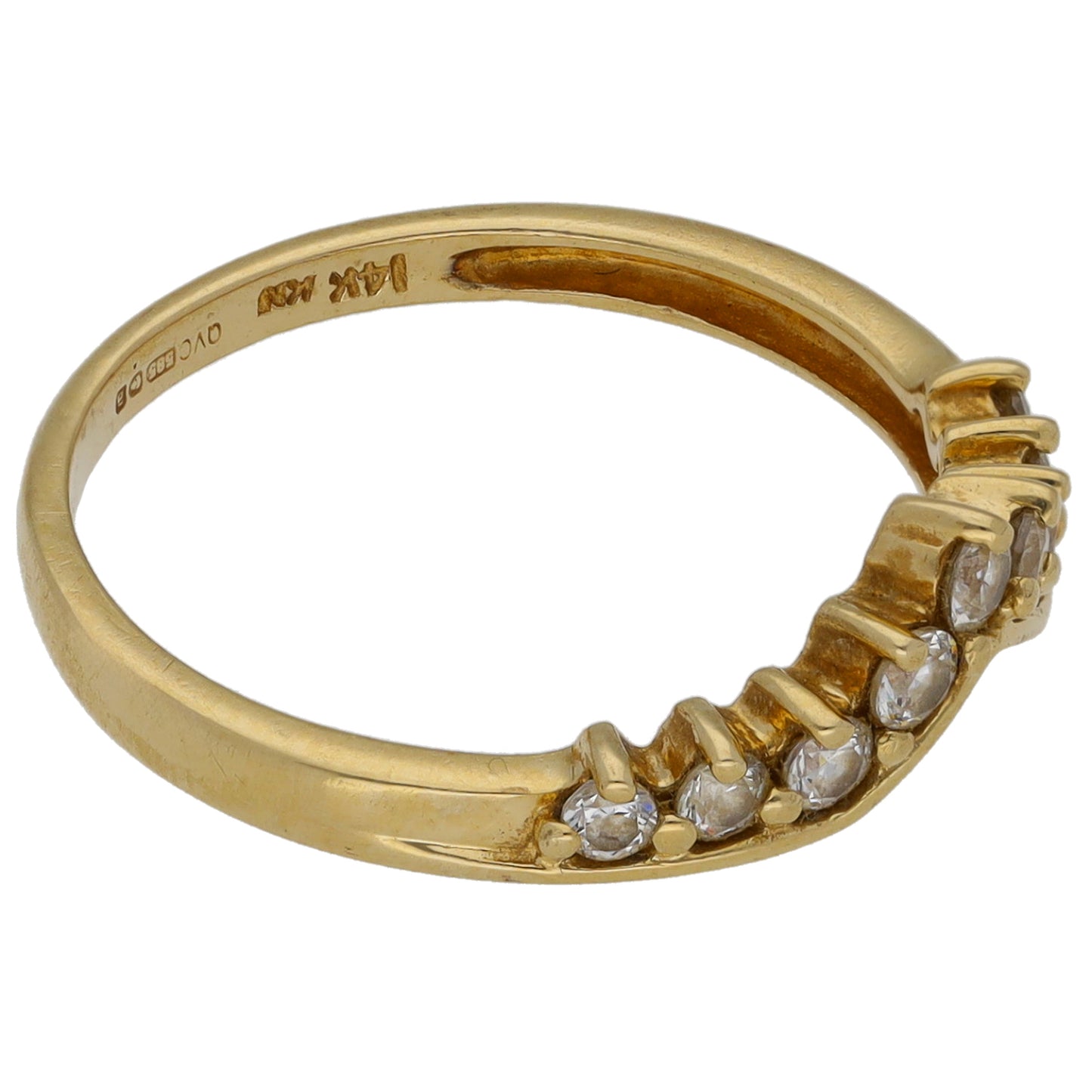 14ct Gold Cubic Zirconia Wishbone Ring Size K