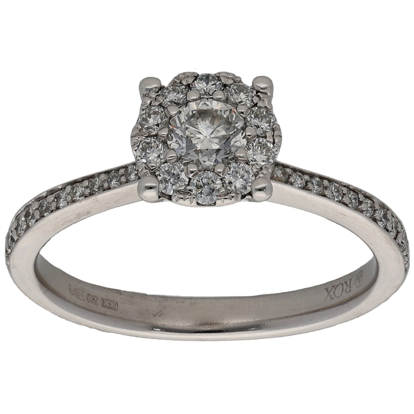18ct White Gold 0.41ct Diamond Cluster Ring Size M