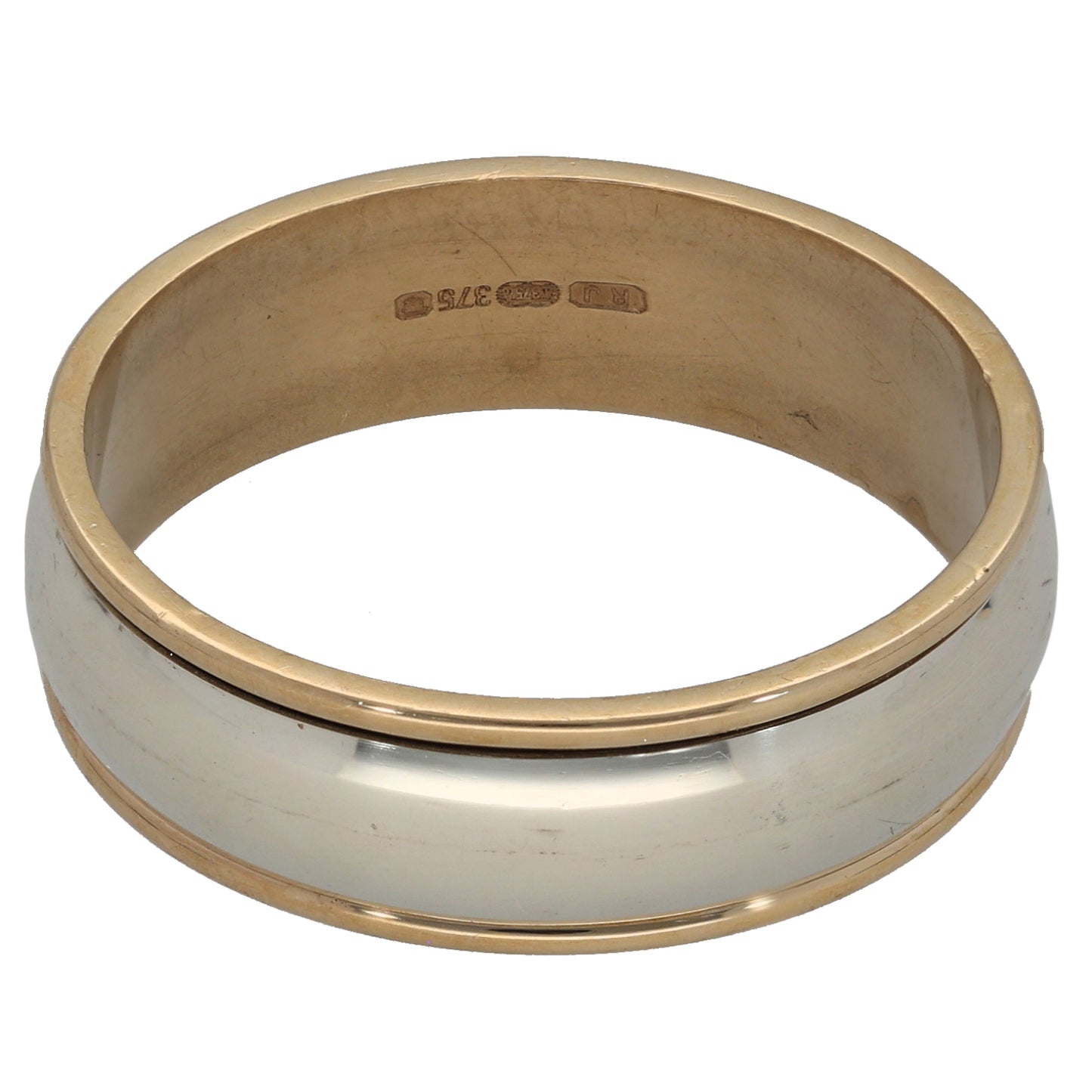 9ct Bicolour Gold Plain Wedding Ring Size Z