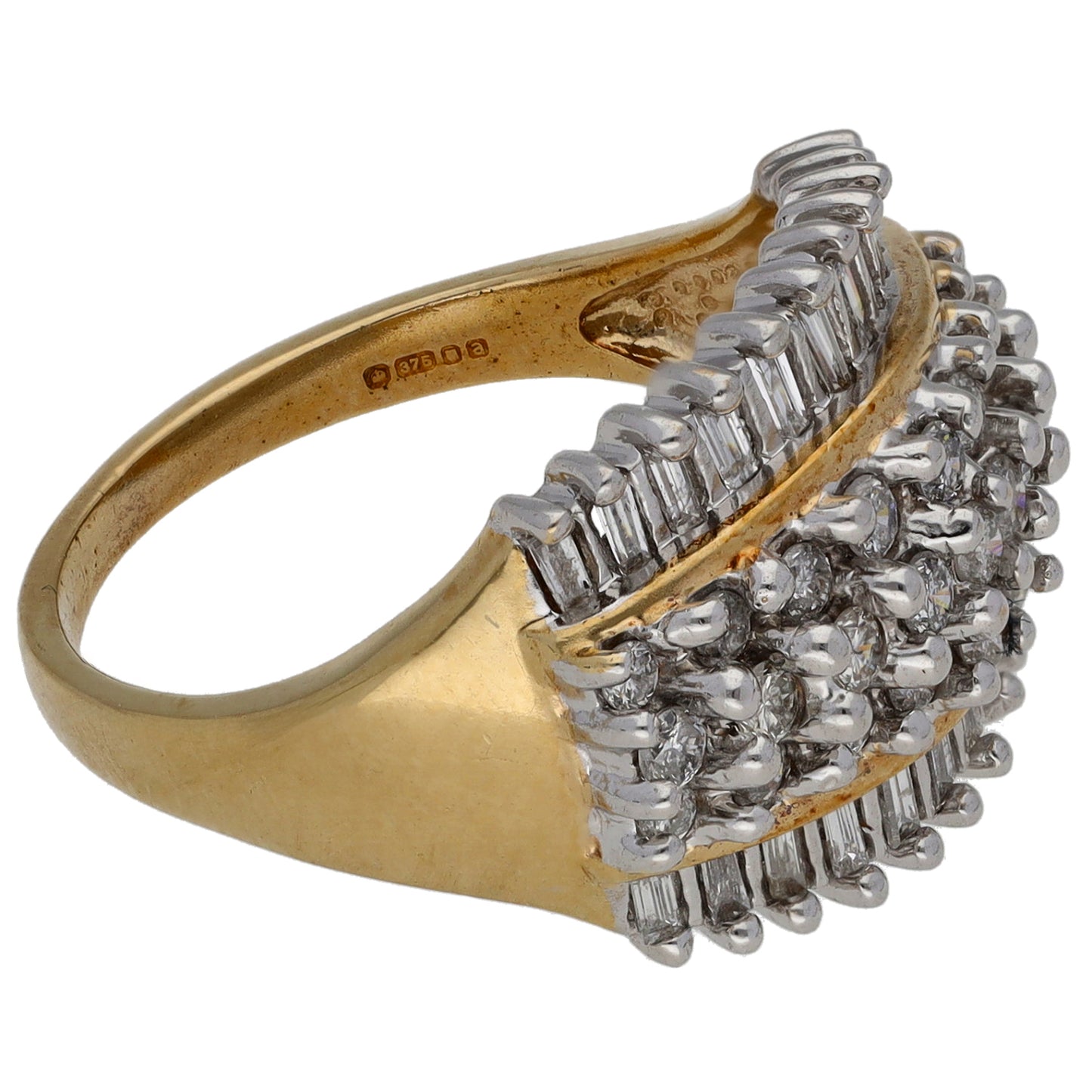 9ct Gold 0.76ct Diamond Dress/Cocktail Ring Size N