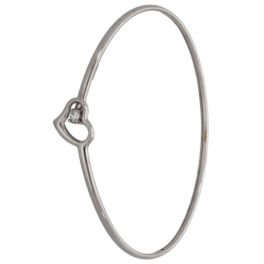 9ct White Gold Cubic Zirconia Alternative Bangle