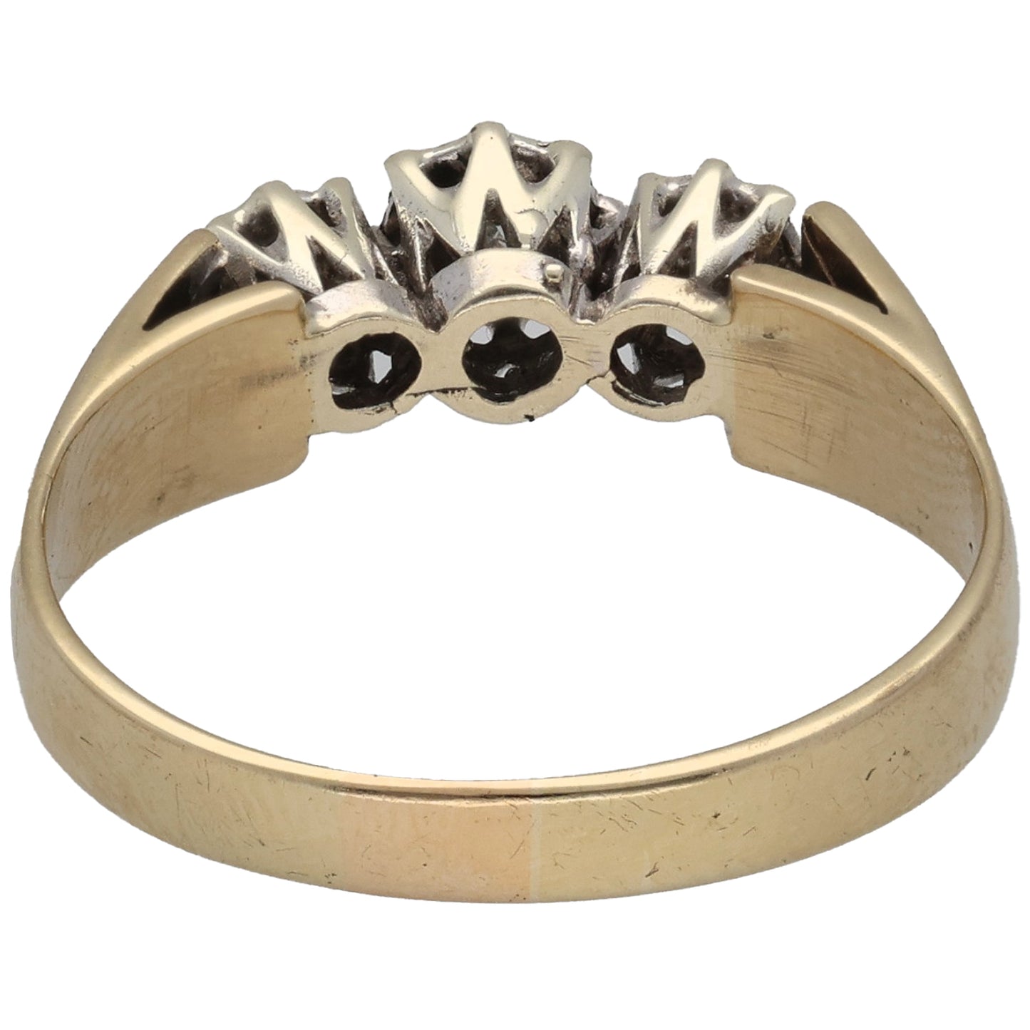 9ct Gold 0.03ct Diamond Trilogy Ring Size P