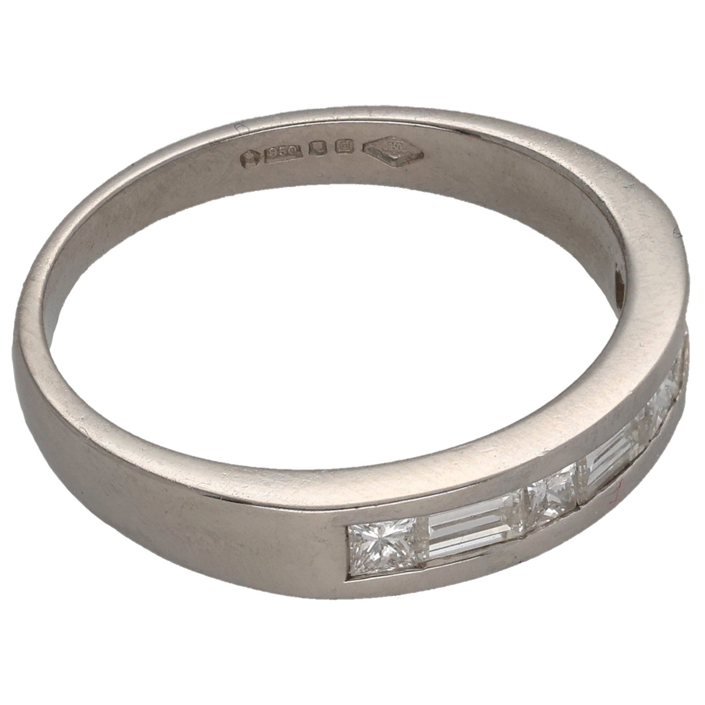 Platinum 0.50ct Diamond Half Eternity Ring Size N