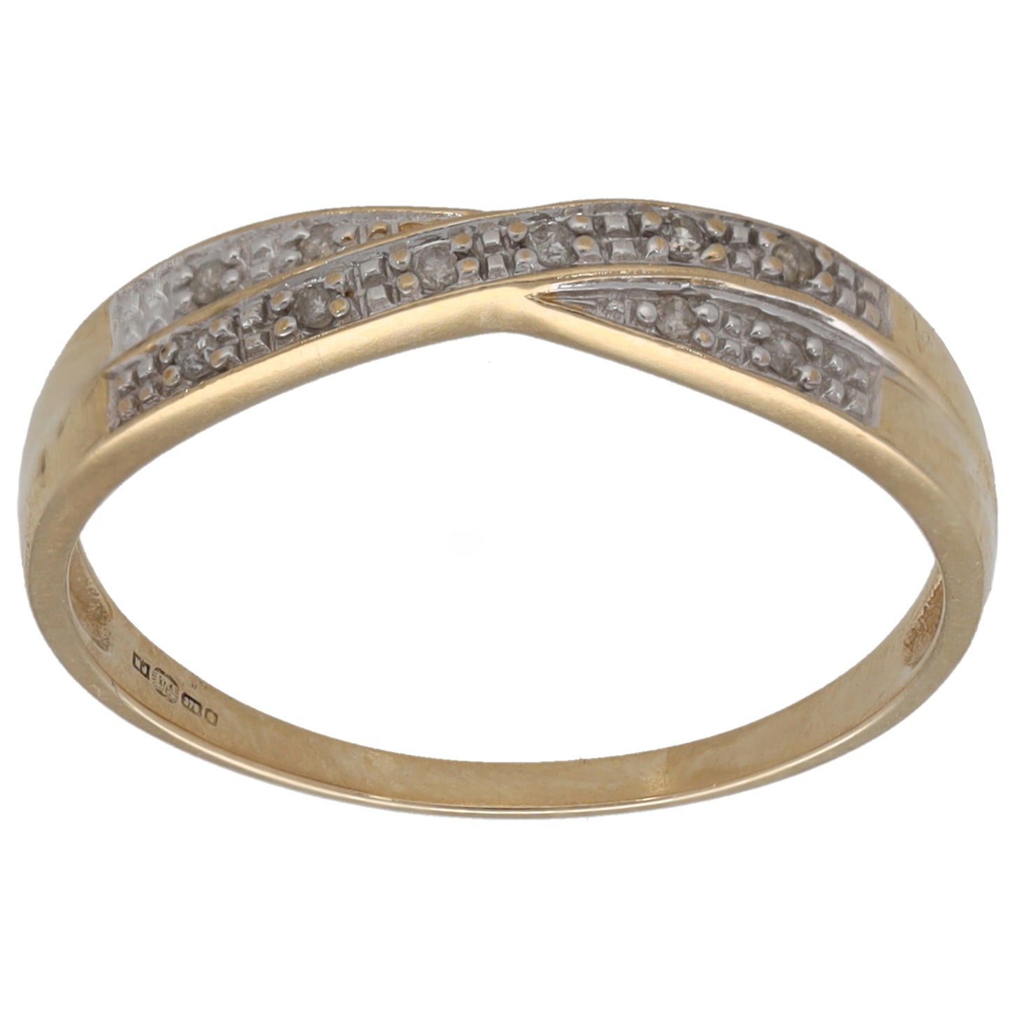 9ct Gold 0.05ct Diamond Half Eternity Ring Size O