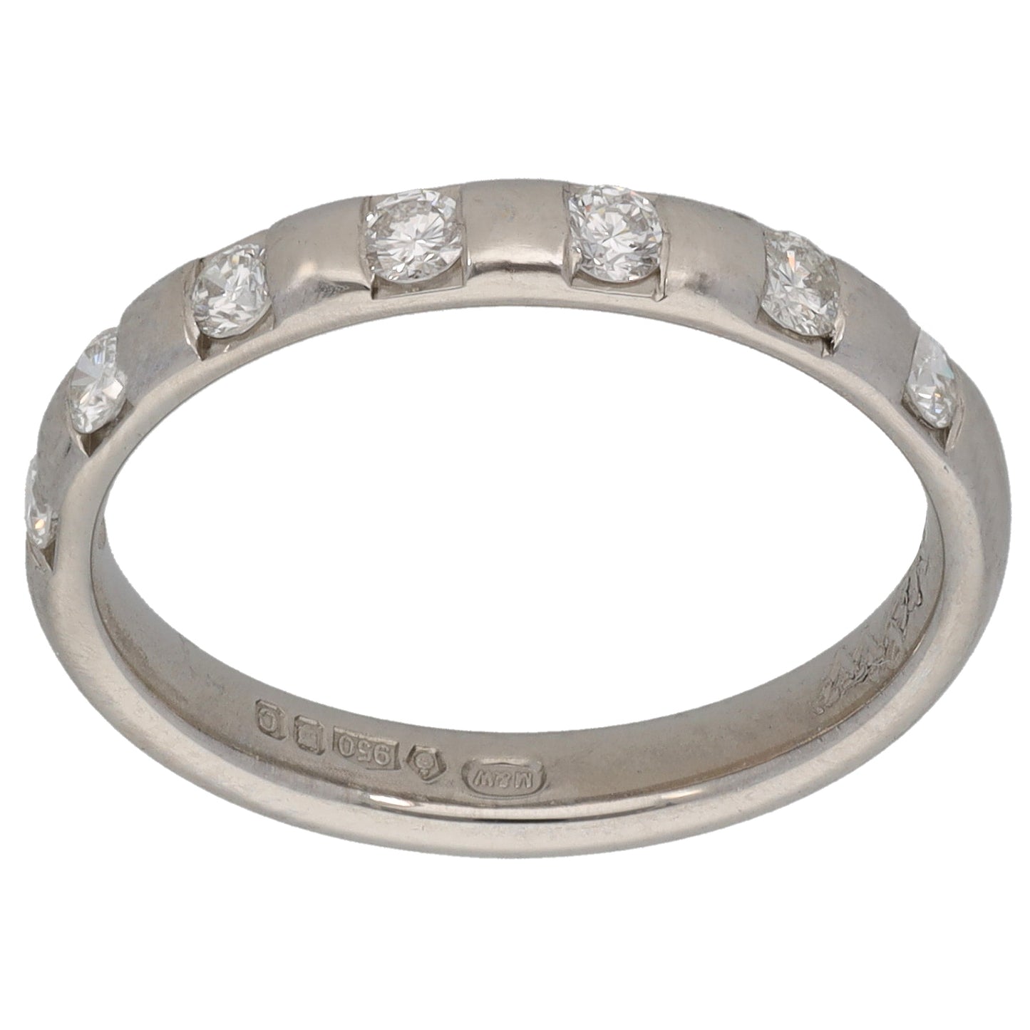Platinum 0.28ct Diamond Half Eternity Ring Size O
