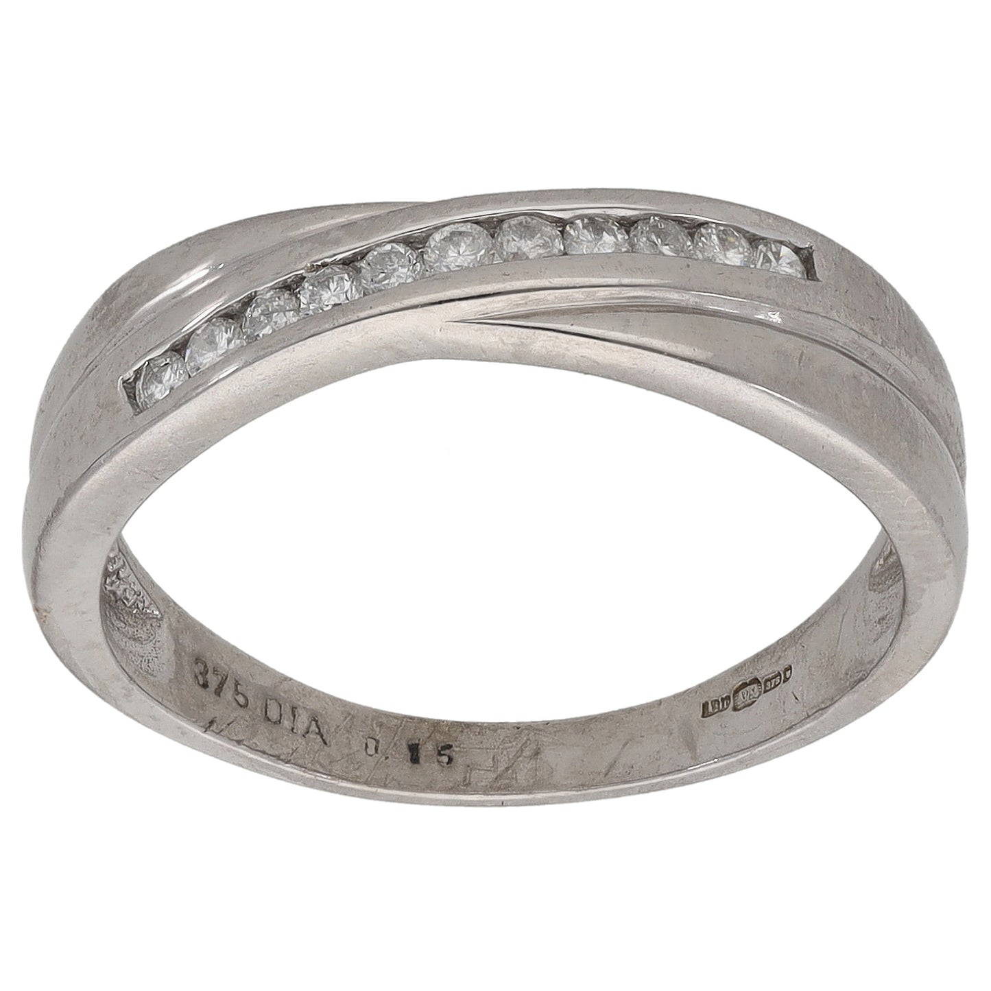 9ct White Gold 0.15ct Diamond Half Eternity Ring Size N
