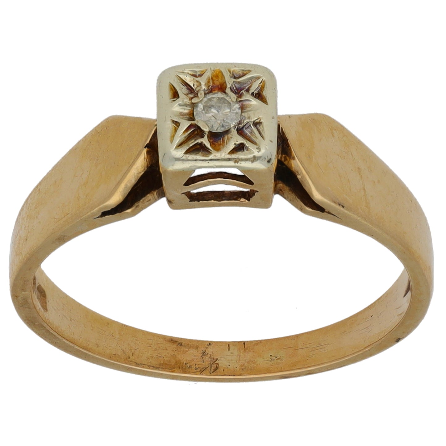 9ct Gold 0.03ct Diamond Solitaire Ring Size N