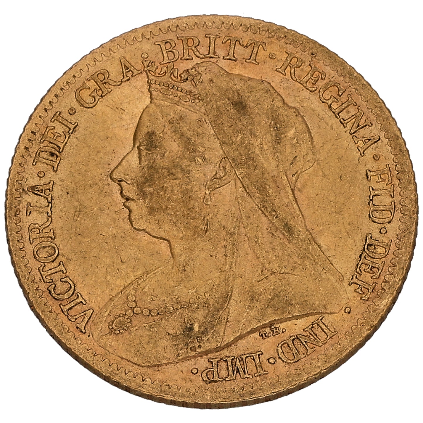 22ct Gold Queen Victoria Half Sovereign Coin 1900