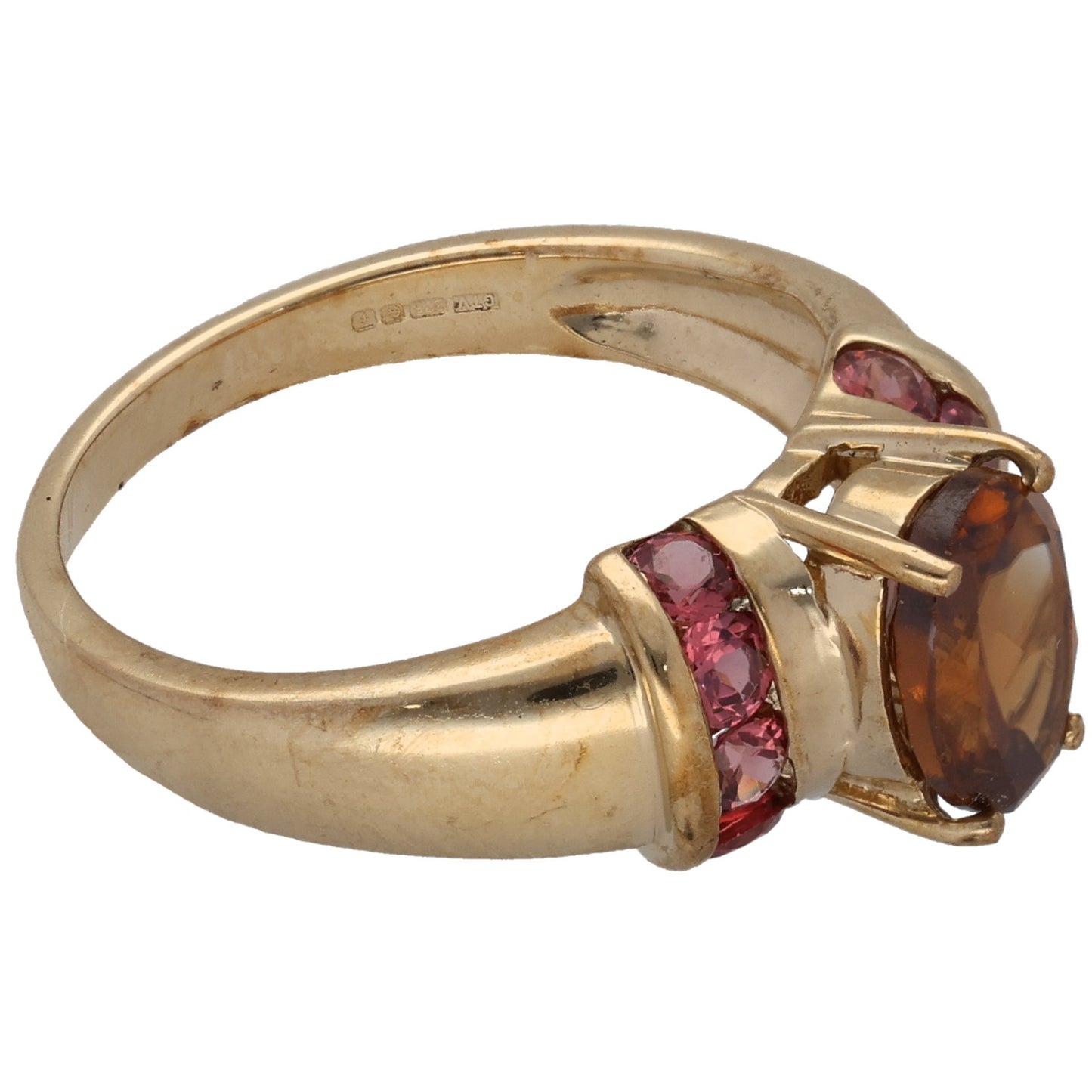 9ct Gold Zircon & Tourmaline Dress/Cocktail Ring Size N