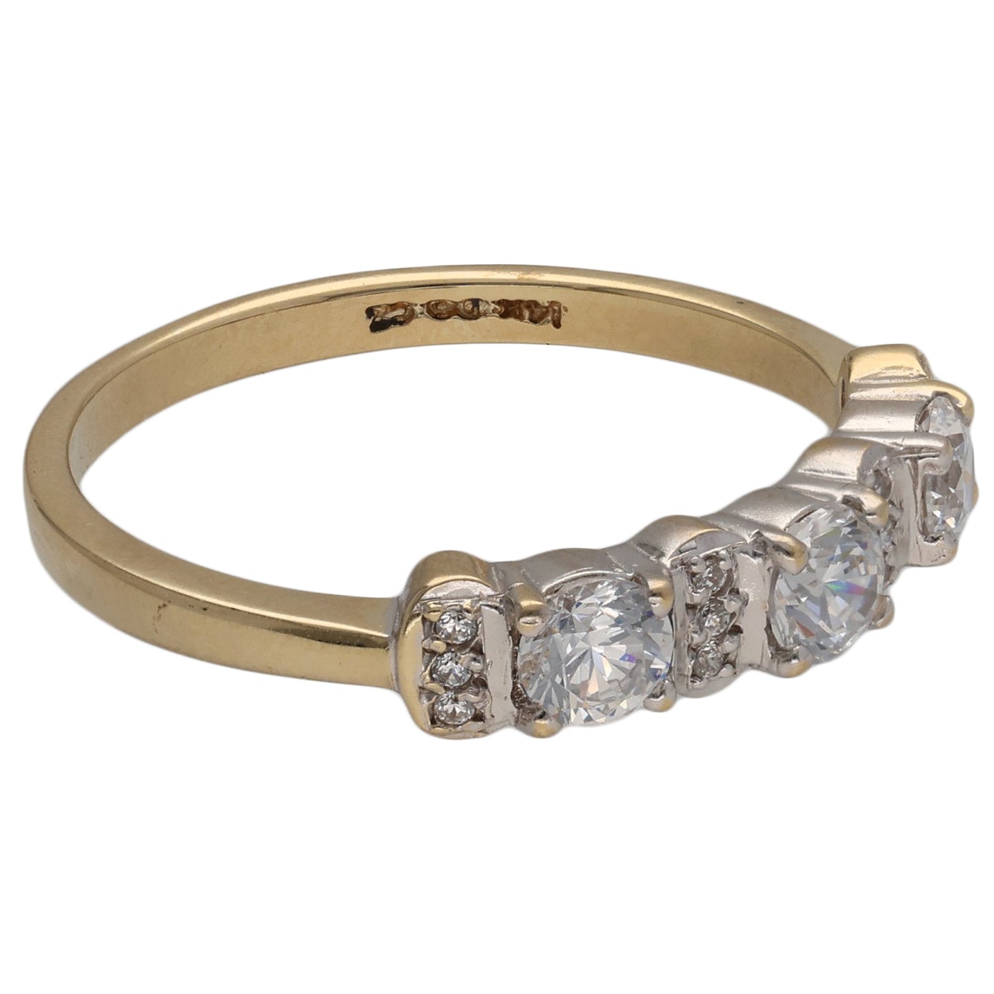 14ct Gold Cubic Zirconia Half Eternity Ring Size T