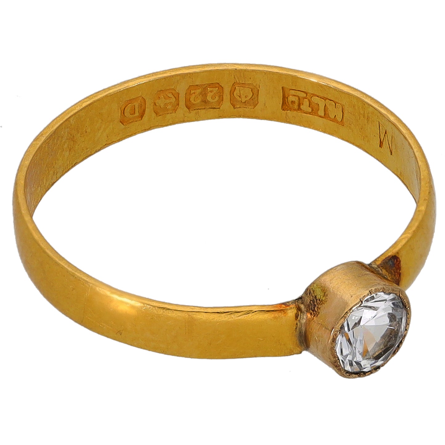 22ct Gold Cubic Zirconia Single Stone Ring Size N