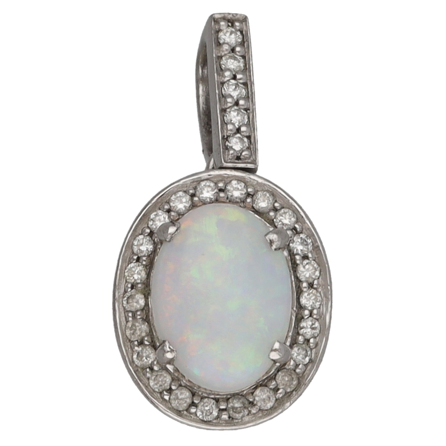 Platinum Opal & 0.135ct Diamond Dress/Cocktail Pendant