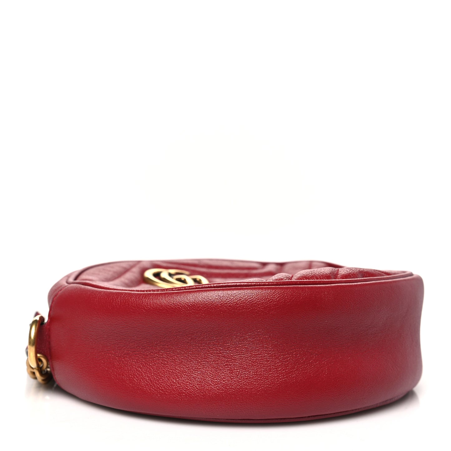 Gucci Glazed GG Marmont Round Shoulder Calfskin Leather Bag - Romantic Cerise
