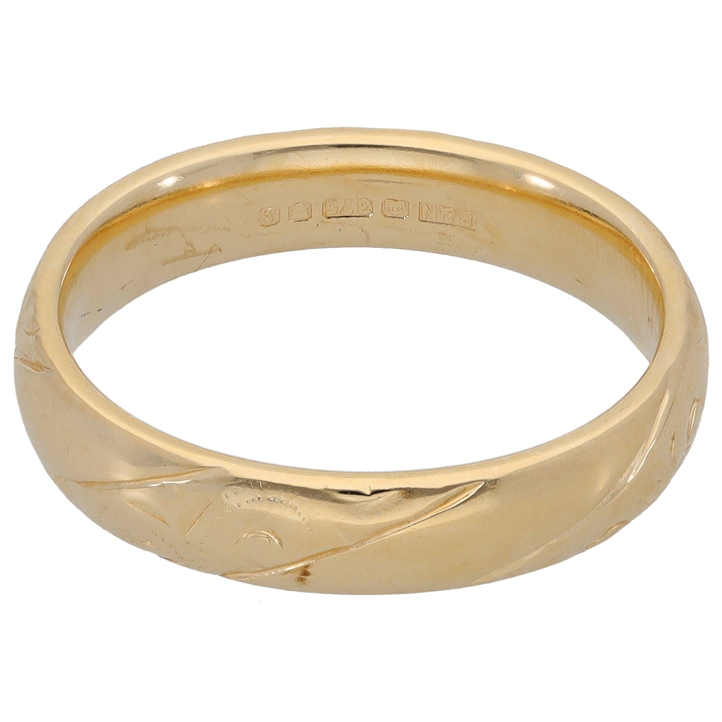 9ct Gold Patterned Wedding Ring Size M