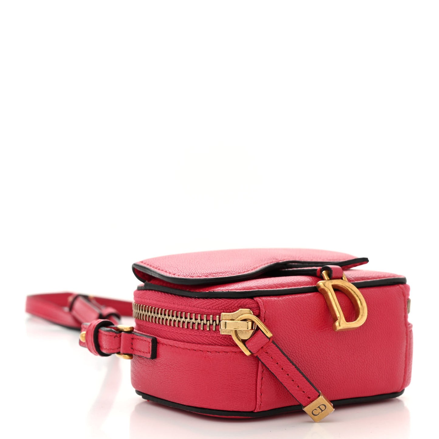 Christian Dior Mini Saddle Goatskin Leather Bag - Raspberry