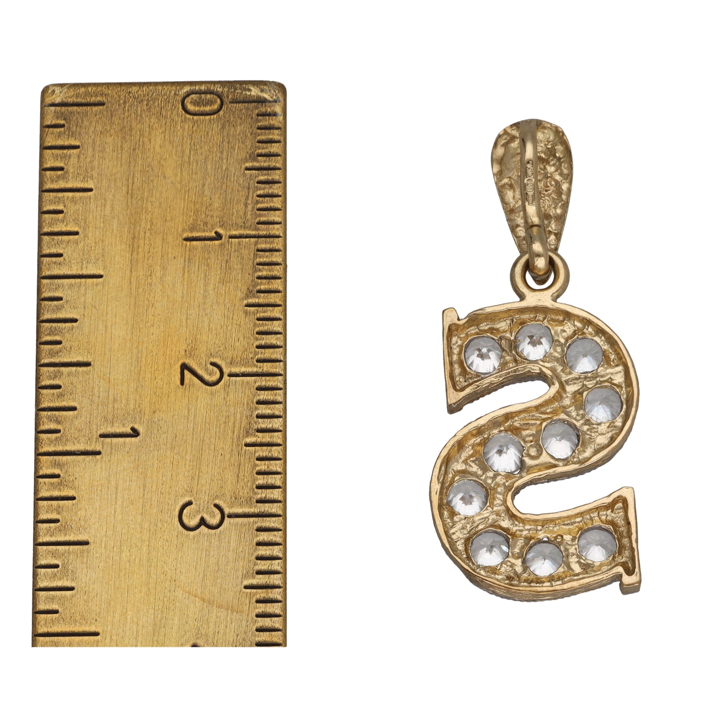 9ct Gold Cubic Zirconia Initial S Pendant