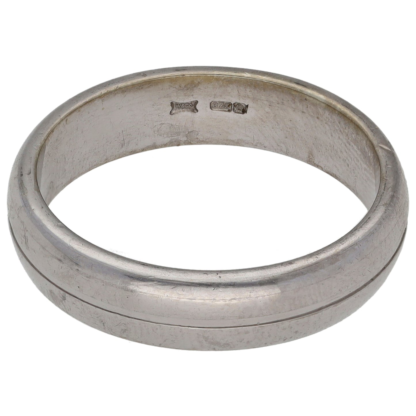 9ct White Gold Plain Wedding Ring Size Q