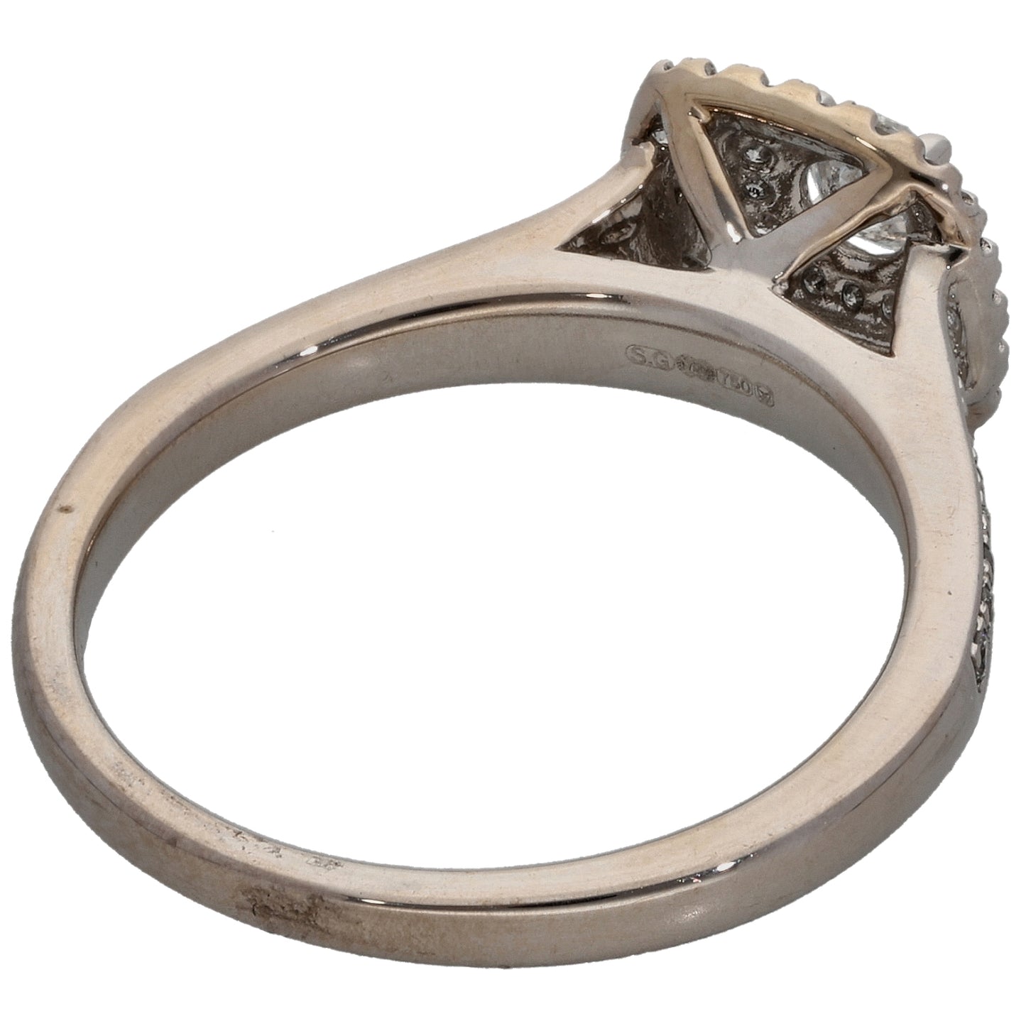 18ct White Gold 0.50ct Diamond Halo Ring Size M