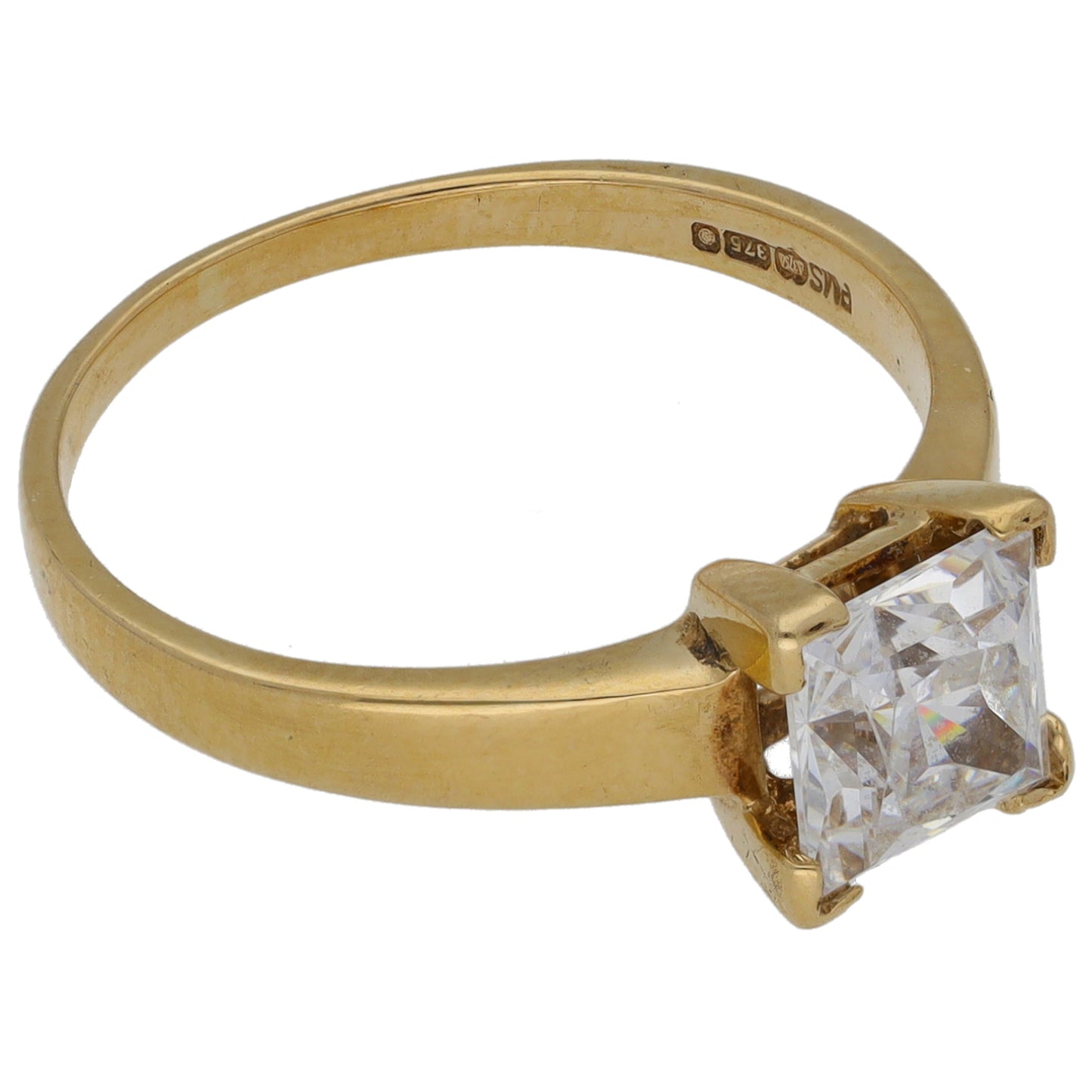 9ct Gold Cubic Zirconia Single Stone Ring Size M