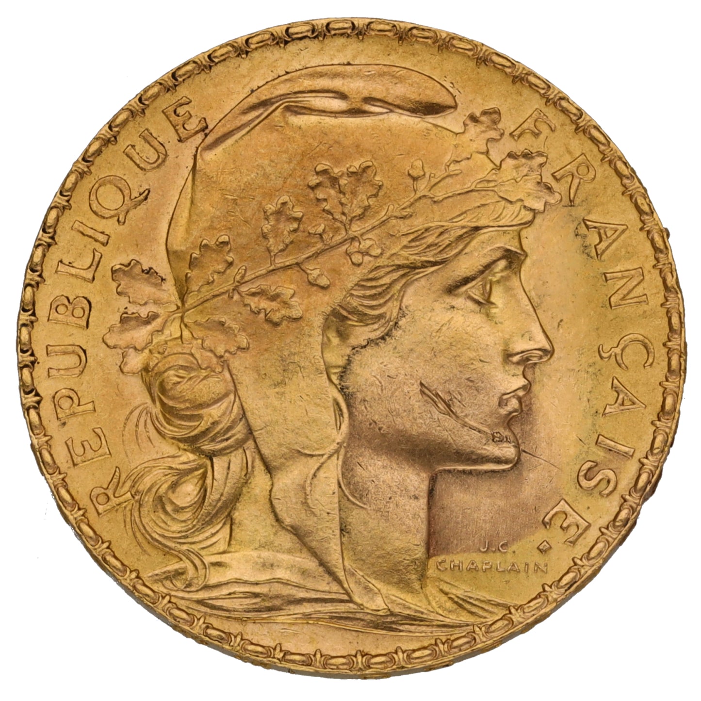22ct Gold French 20 Francs Coin 1909
