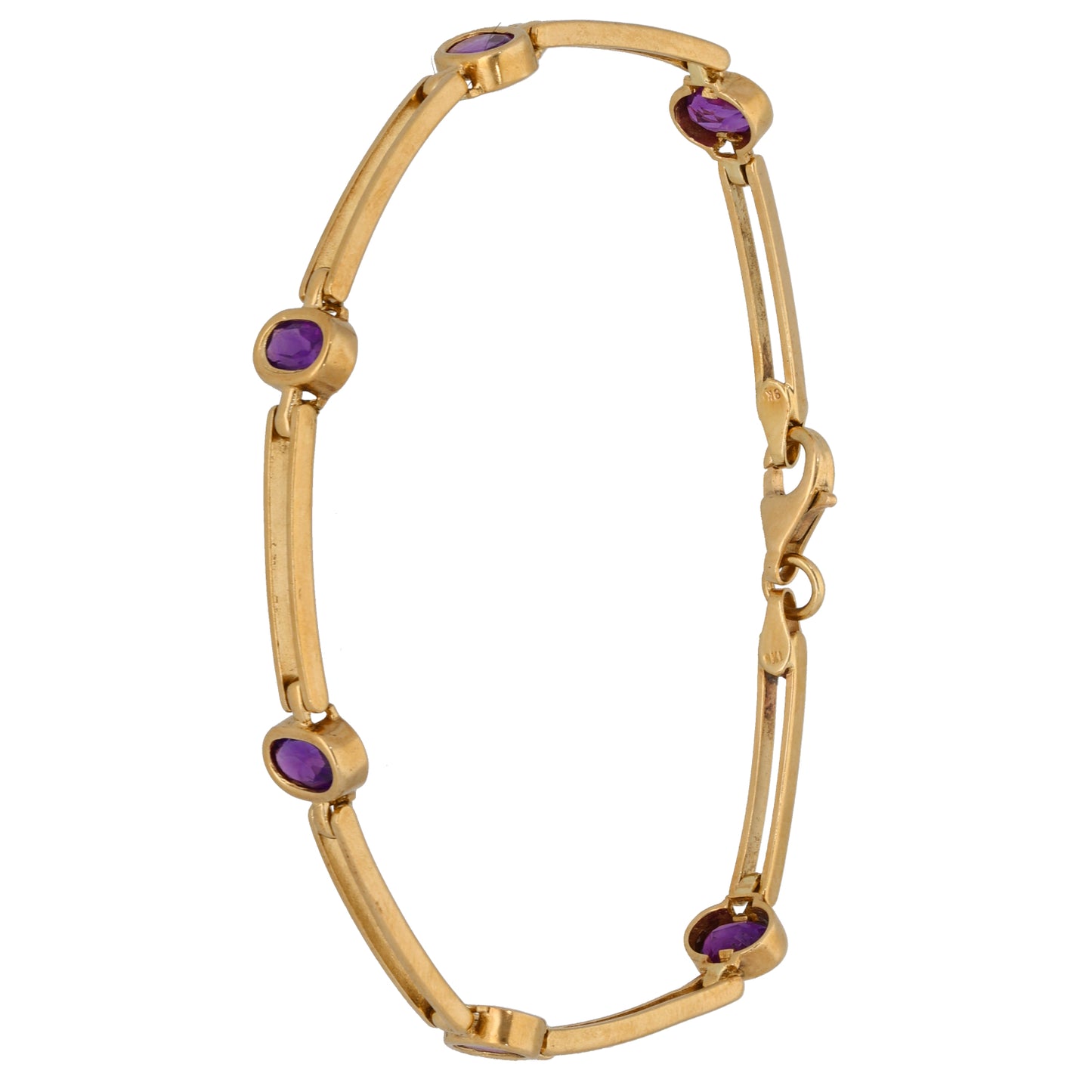 9ct Gold Amethyst Fancy Stone Set Bracelet