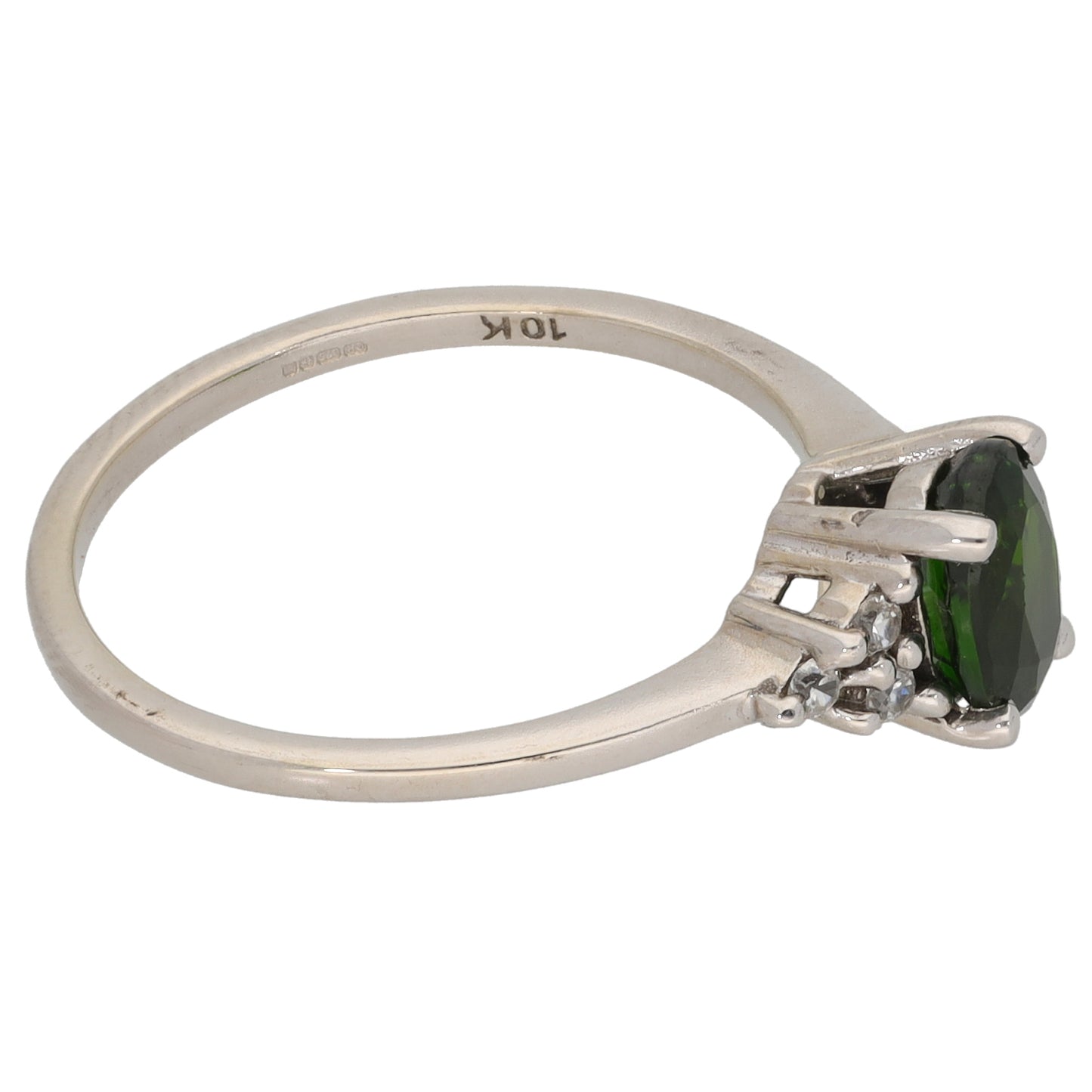 9ct White Gold Diopside & Cubic Zirconia Dress/Cocktail Ring Size N