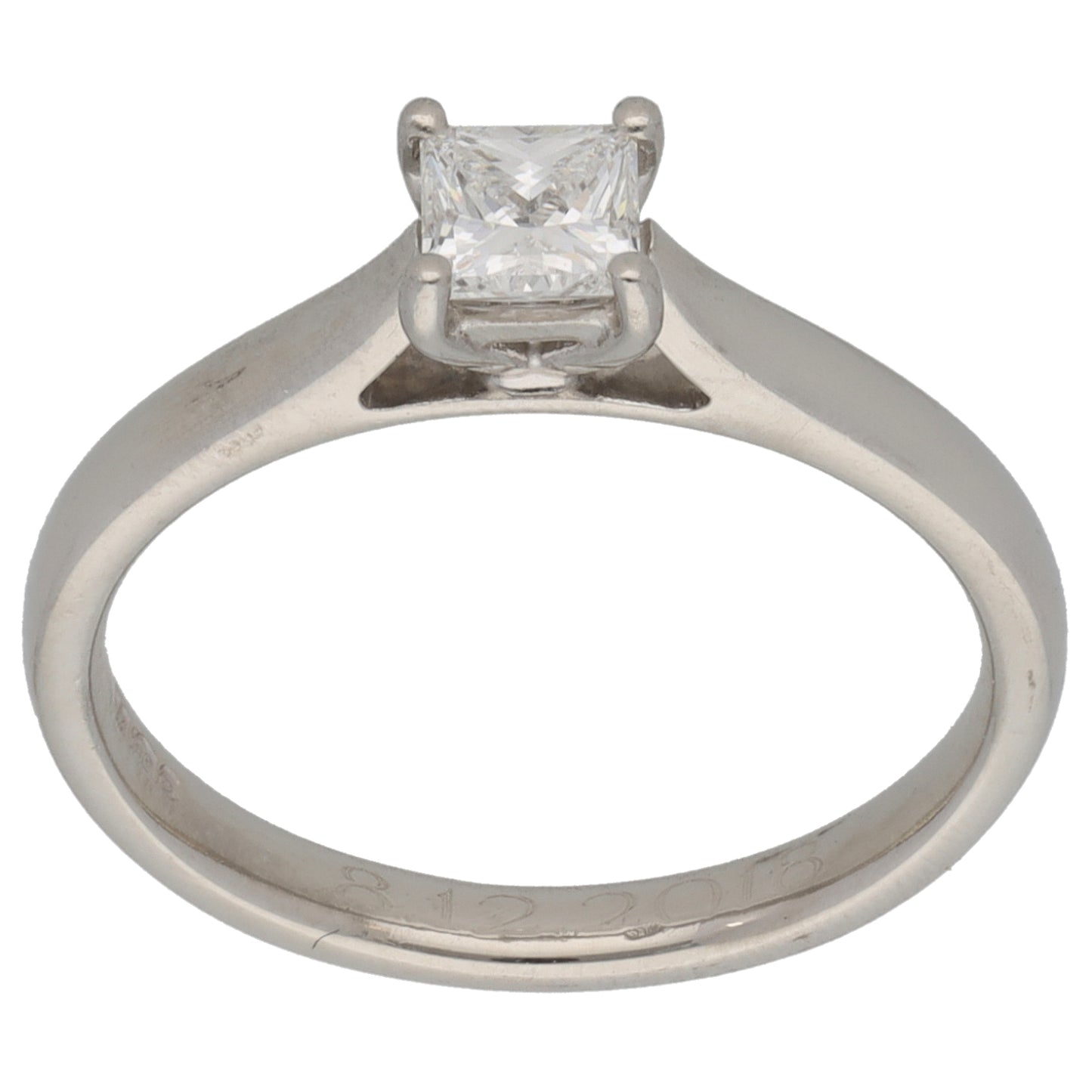Platinum 0.33ct Square Diamond Solitaire Ring Size L