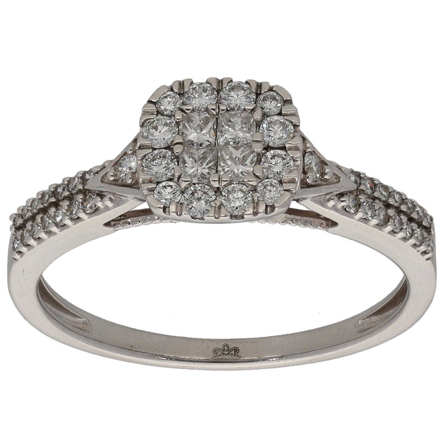 9ct White Gold 0.50ct Diamond Cluster Ring Size R