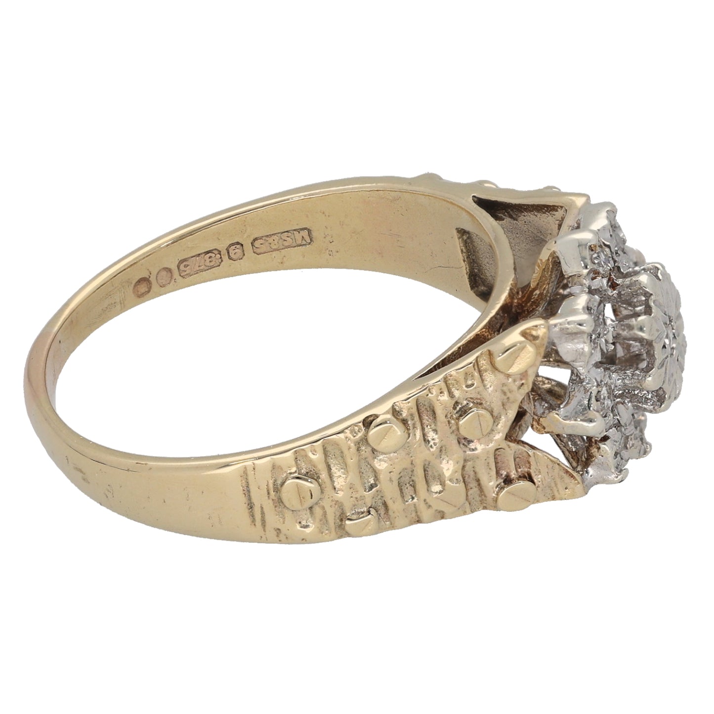 9ct Gold 0.09ct Diamond Cluster Ring Size Q