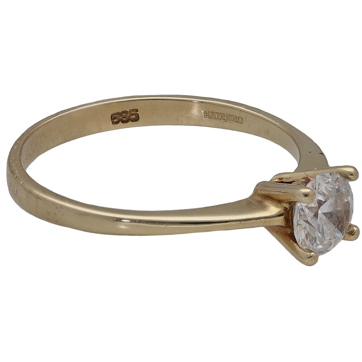 14ct Gold Cubic Zirconia Single Stone Ring Size N