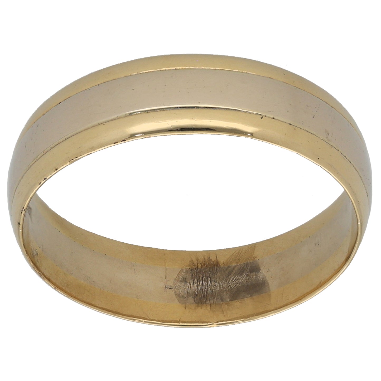 18ct Bicolour Gold Patterned Wedding Ring Size U