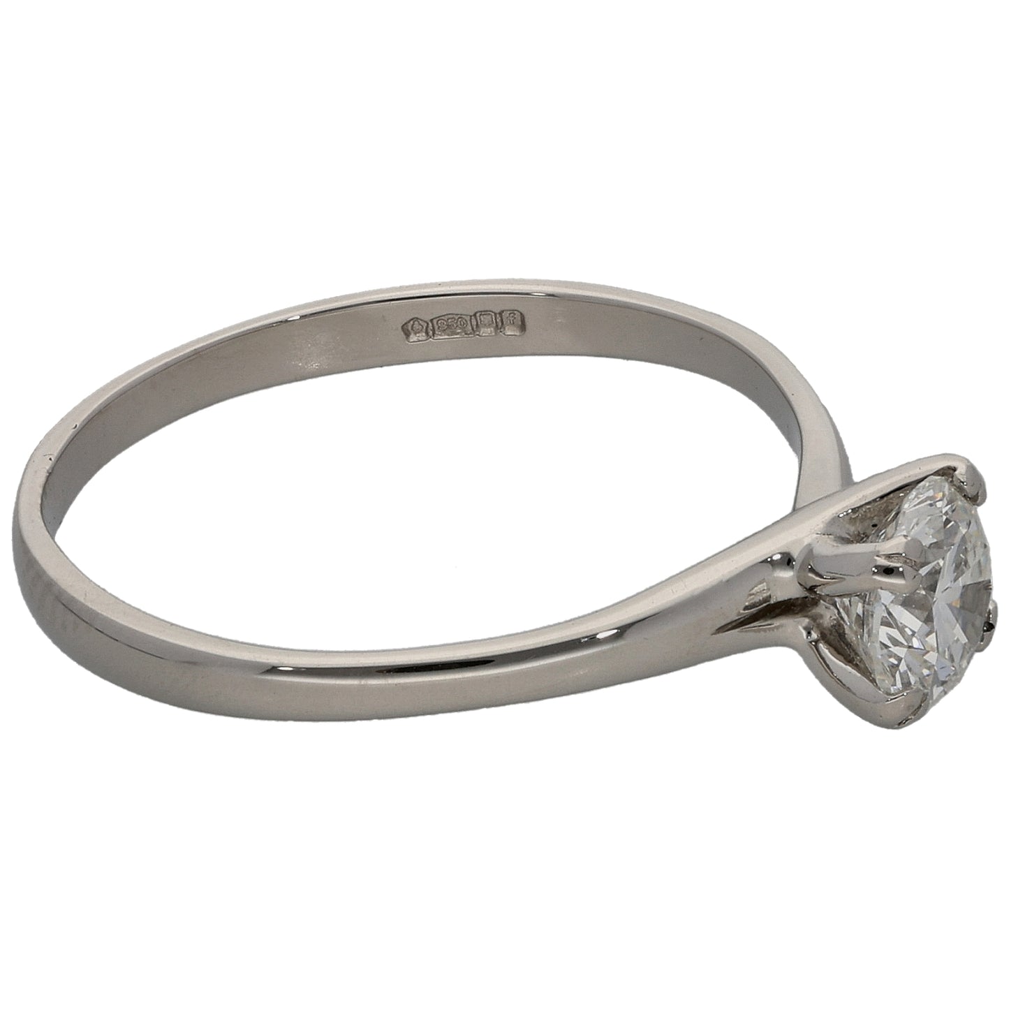 Platinum 0.70ct Diamond Solitaire Ring Size O