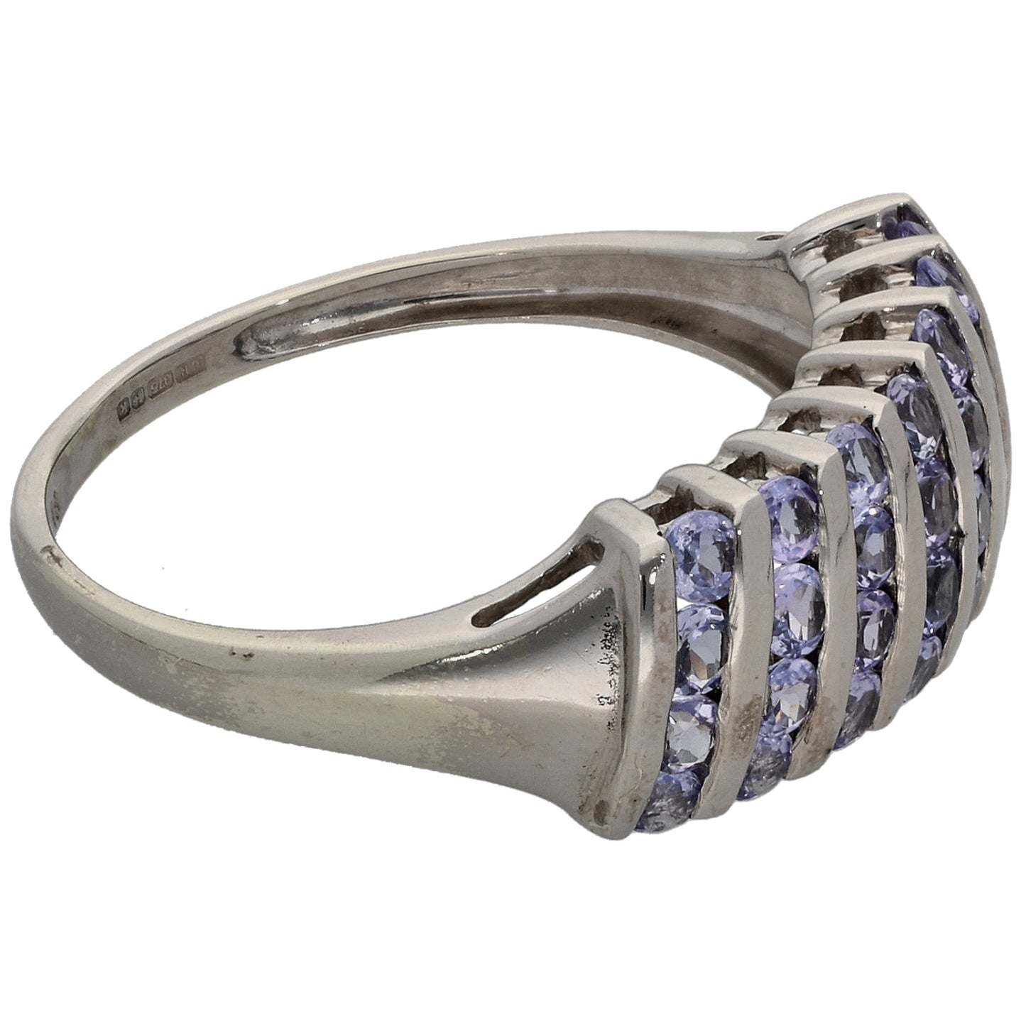 9ct White Gold Tanzanite Dress/Cocktail Ring Size P