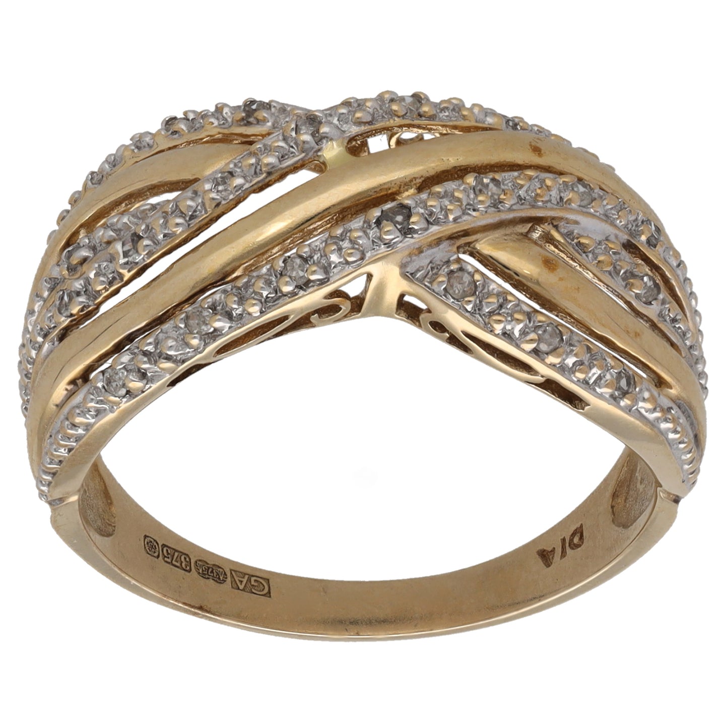 9ct Gold 0.11ct Diamond Dress/Cocktail Ring Size R