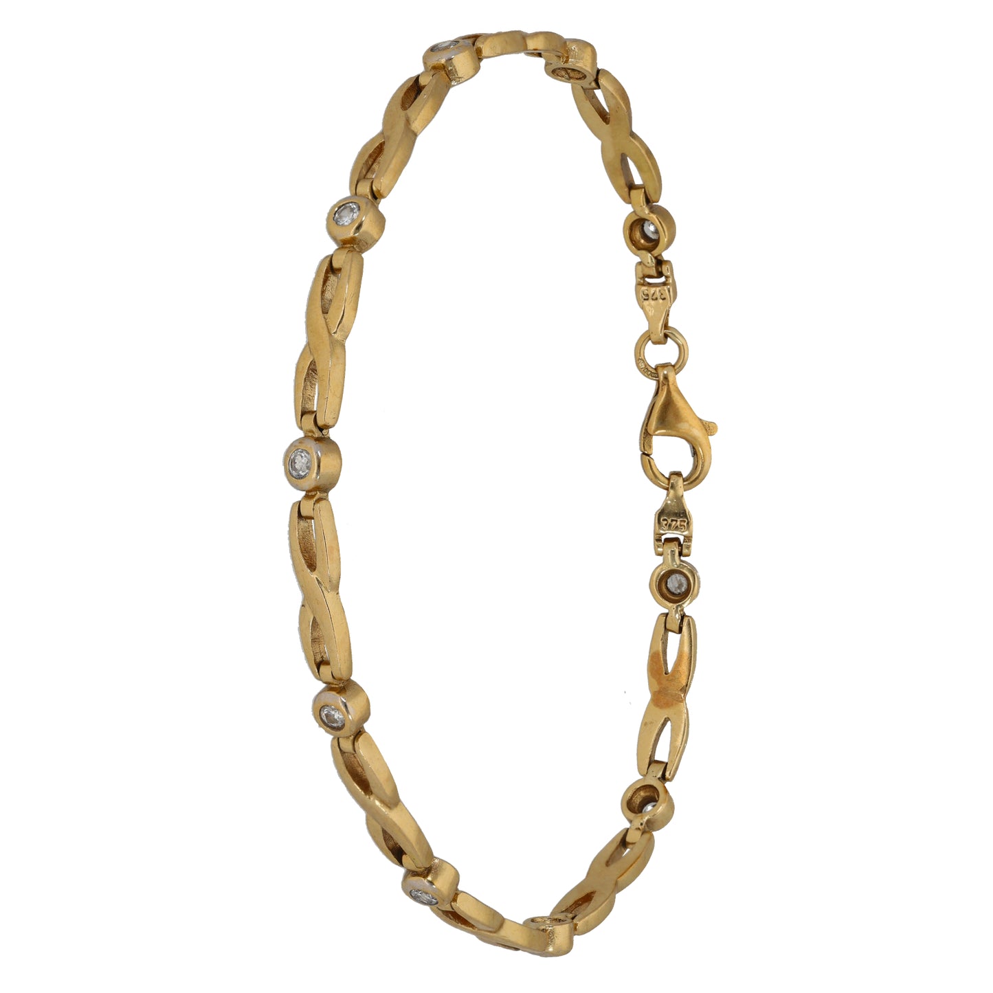 9ct Gold Cubic Zirconia Fancy Stone Set Bracelet