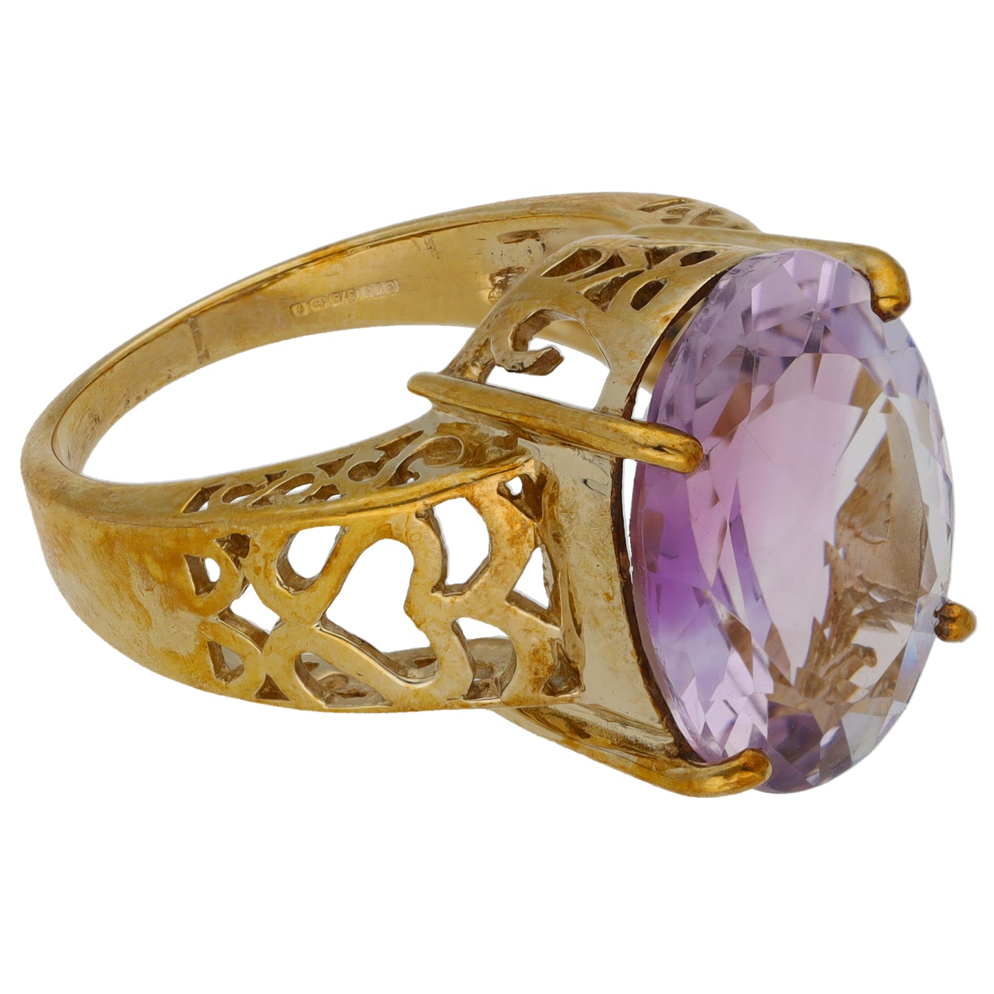 9ct Gold Amethyst Single Stone Ring Size N