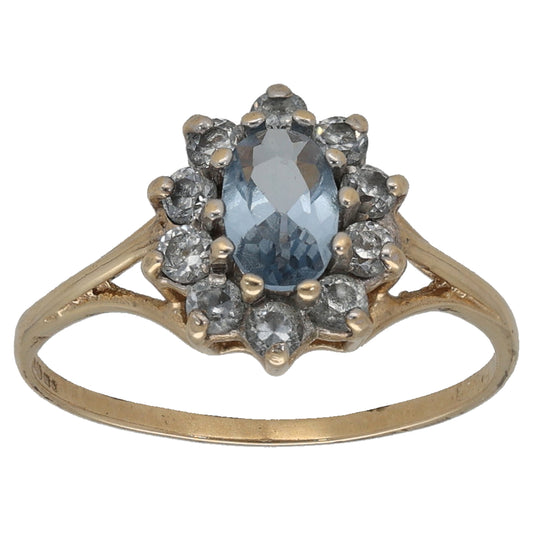 9ct Gold Topaz & Cubic Zirconia Dress/Cocktail Ring Size L