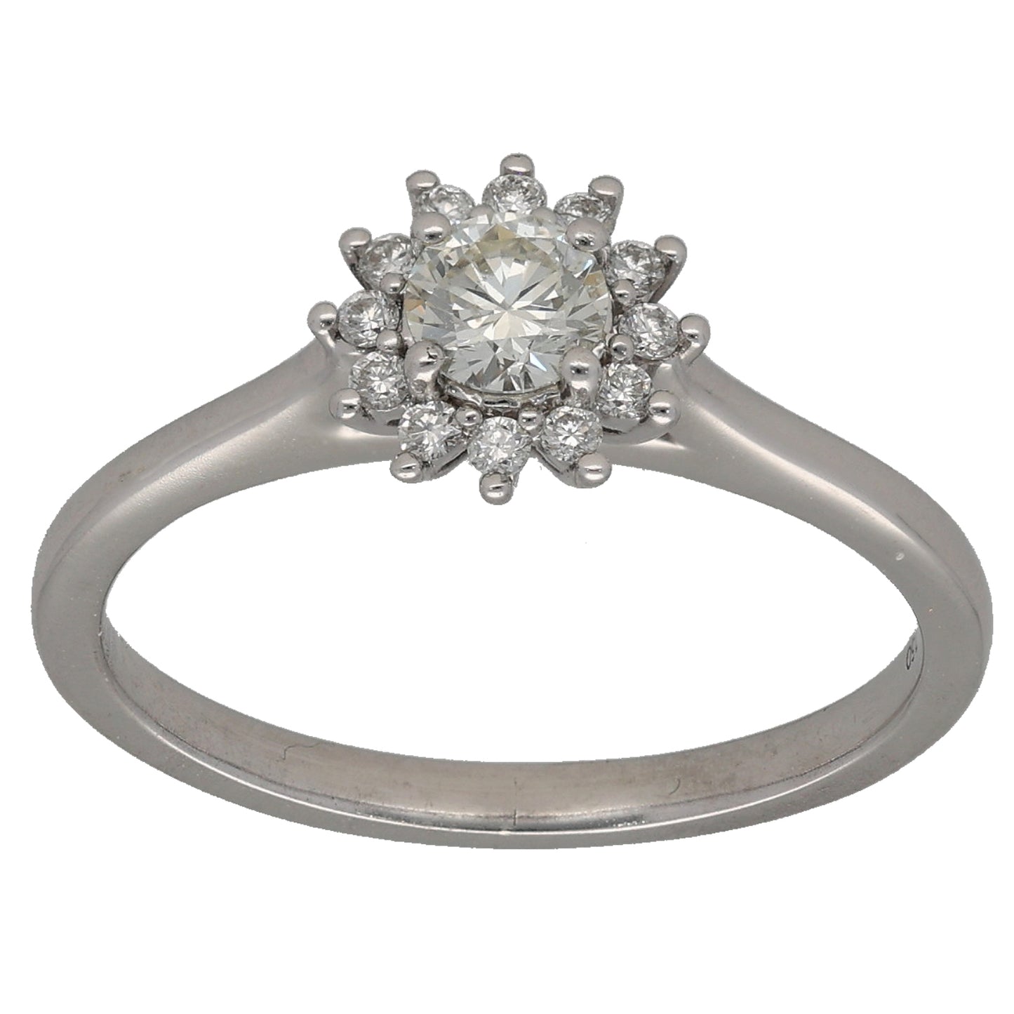 18ct White Gold 0.37ct Diamond Cluster Ring Size O