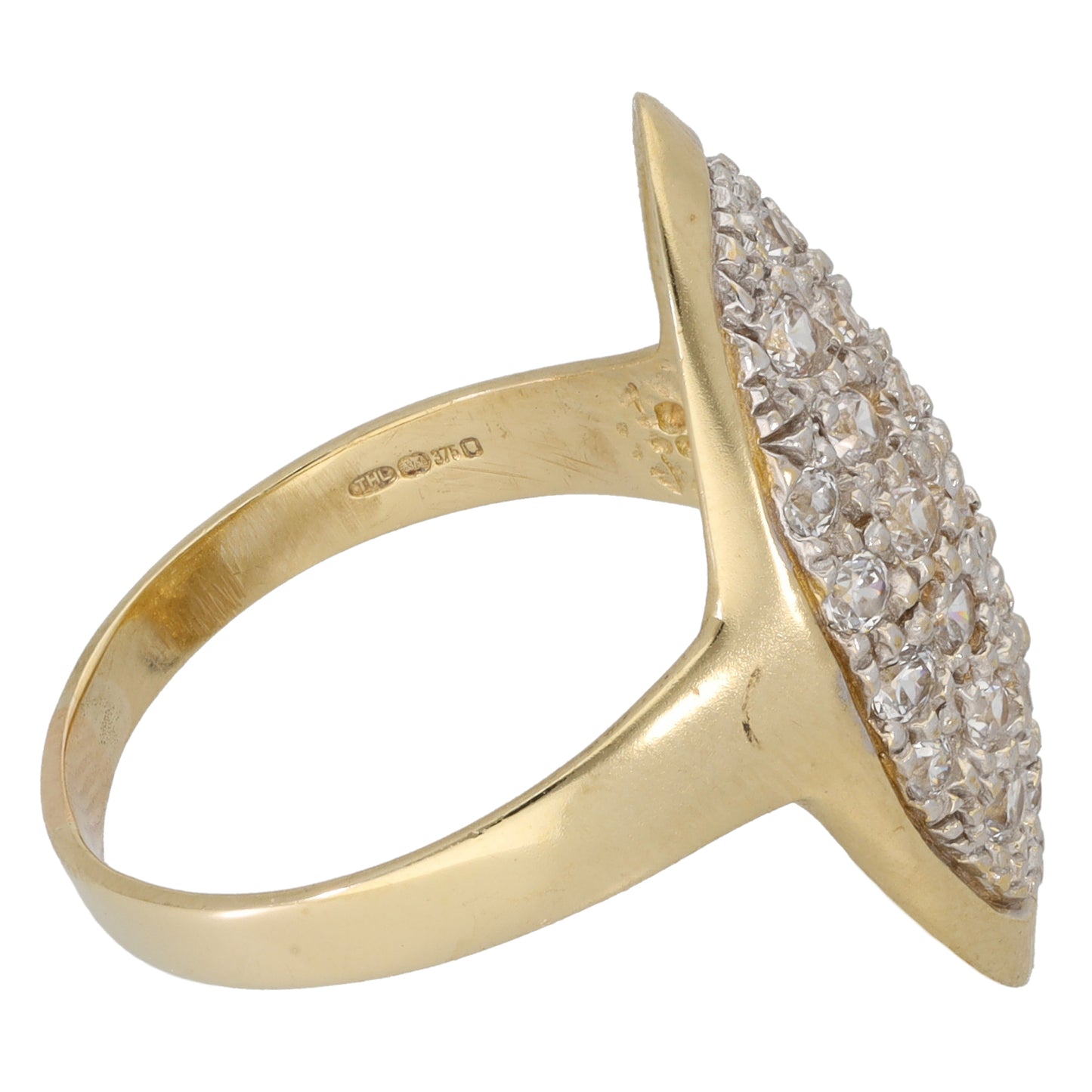 9ct Gold Cubic Zirconia Dress/Cocktail Ring Size S