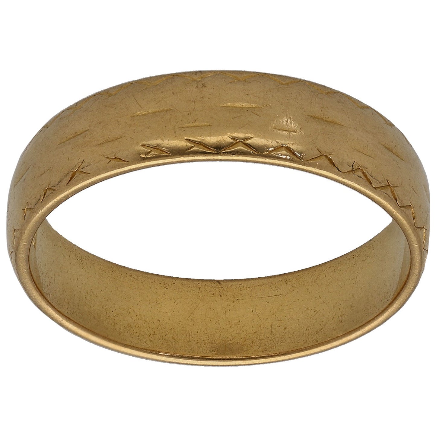 22ct Gold Patterned Wedding Ring Size R
