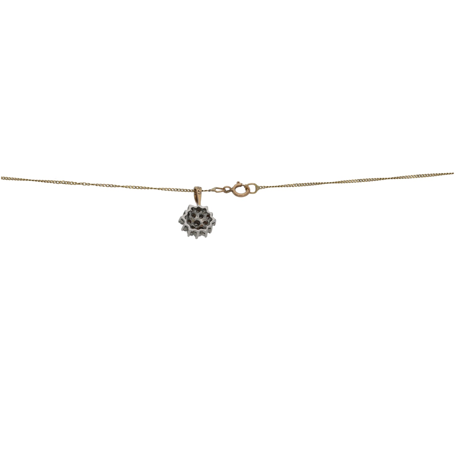 9ct Gold 0.22ct Diamond Cluster Pendant With Chain