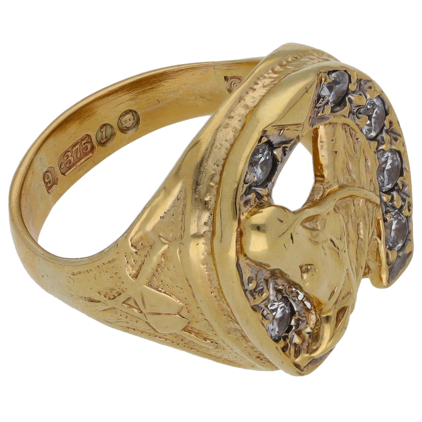9ct Gold Cubic Zirconia Horseshoe Ring Size Q