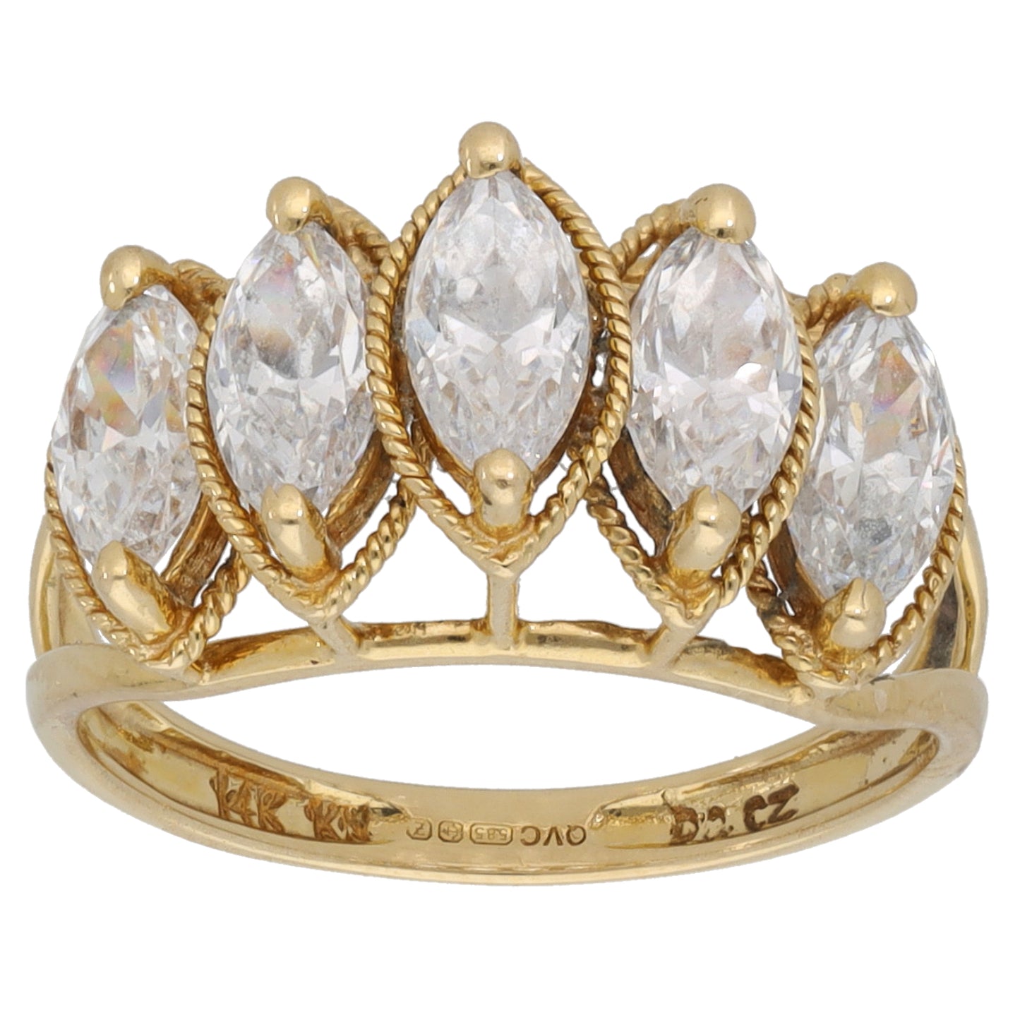 14ct Gold Cubic Zirconia Half Eternity Ring Size L